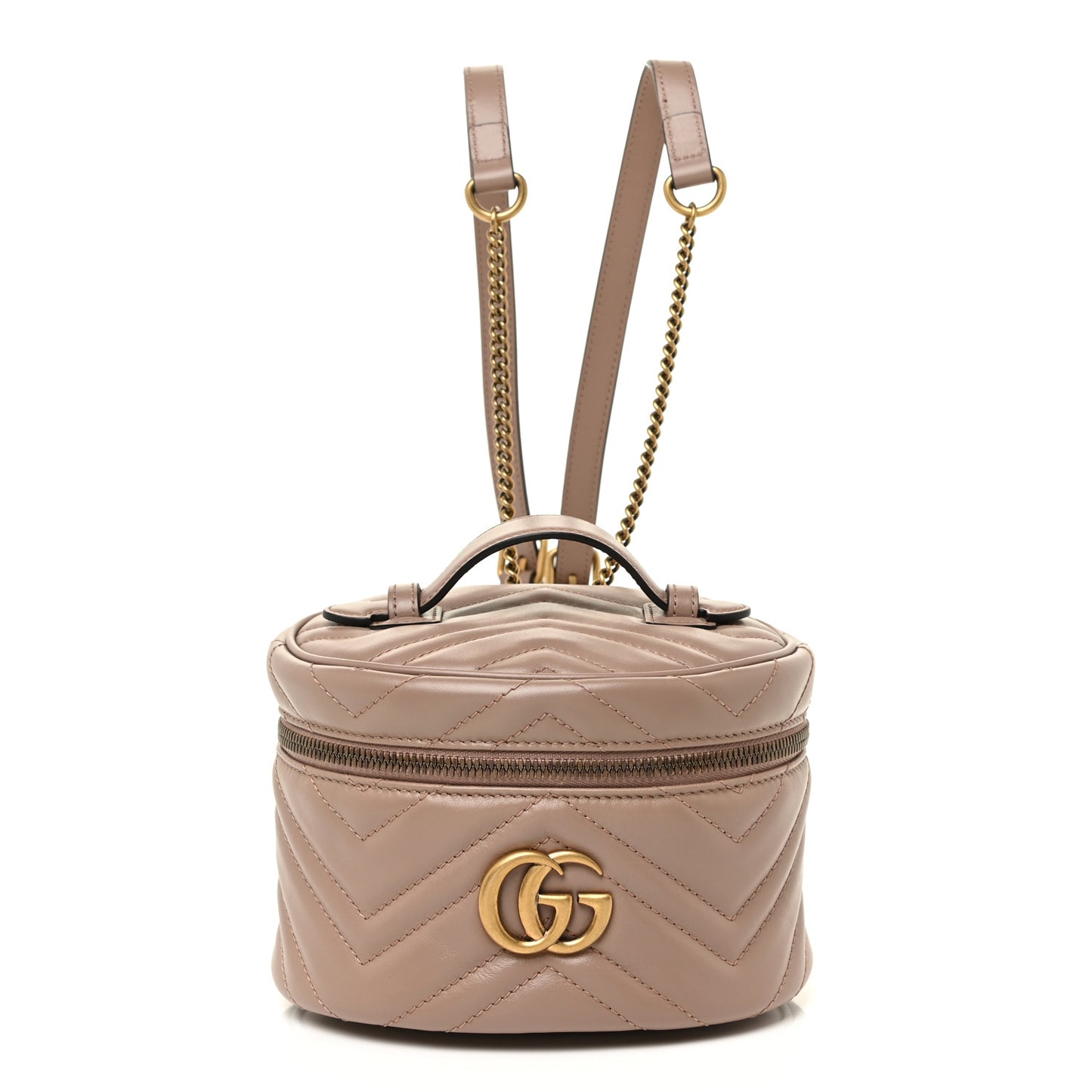 Calfskin Matelasse Mini GG Marmont Round Backpack Porcelain Rose