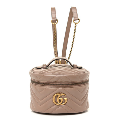 Gucci Calfskin Matelasse Mini GG Marmont Round Backpack Porcelain Rose 1 of 12