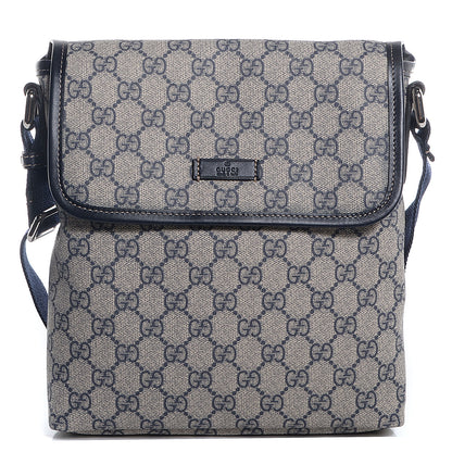 Gucci GG Plus Monogram Sellieria Calfskin Small Flap Messenger Bag Beige Blue 1 of 9