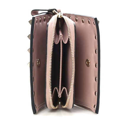 Valentino Garavani Calfskin Rockstud Compact Bi-Fold Wallet Poudre 7 of 12