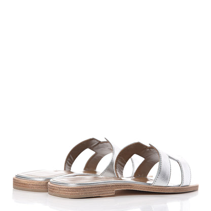 Hermes Metallic Nappa Calfskin Oran Sandals 35 Argent 4 of 10