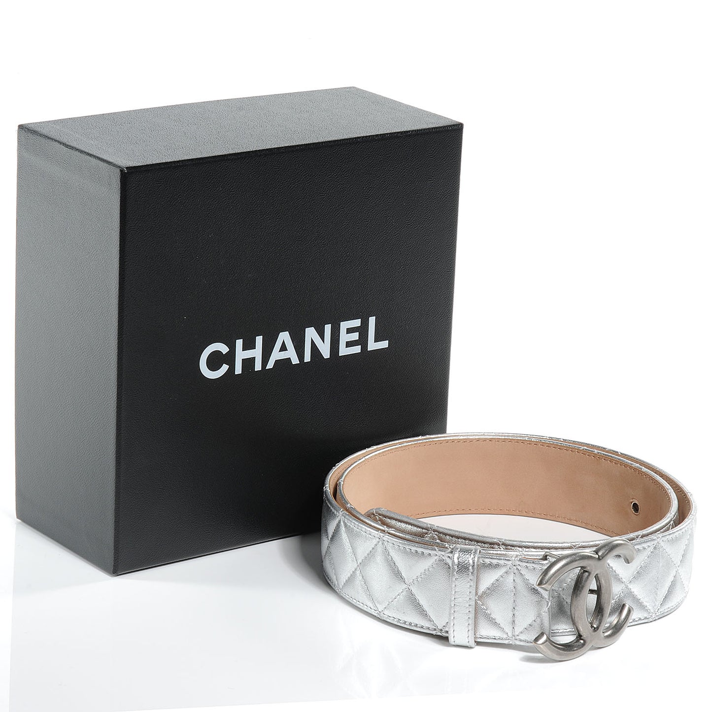 Lambskin Quilted CC Belt 95 38 Silver