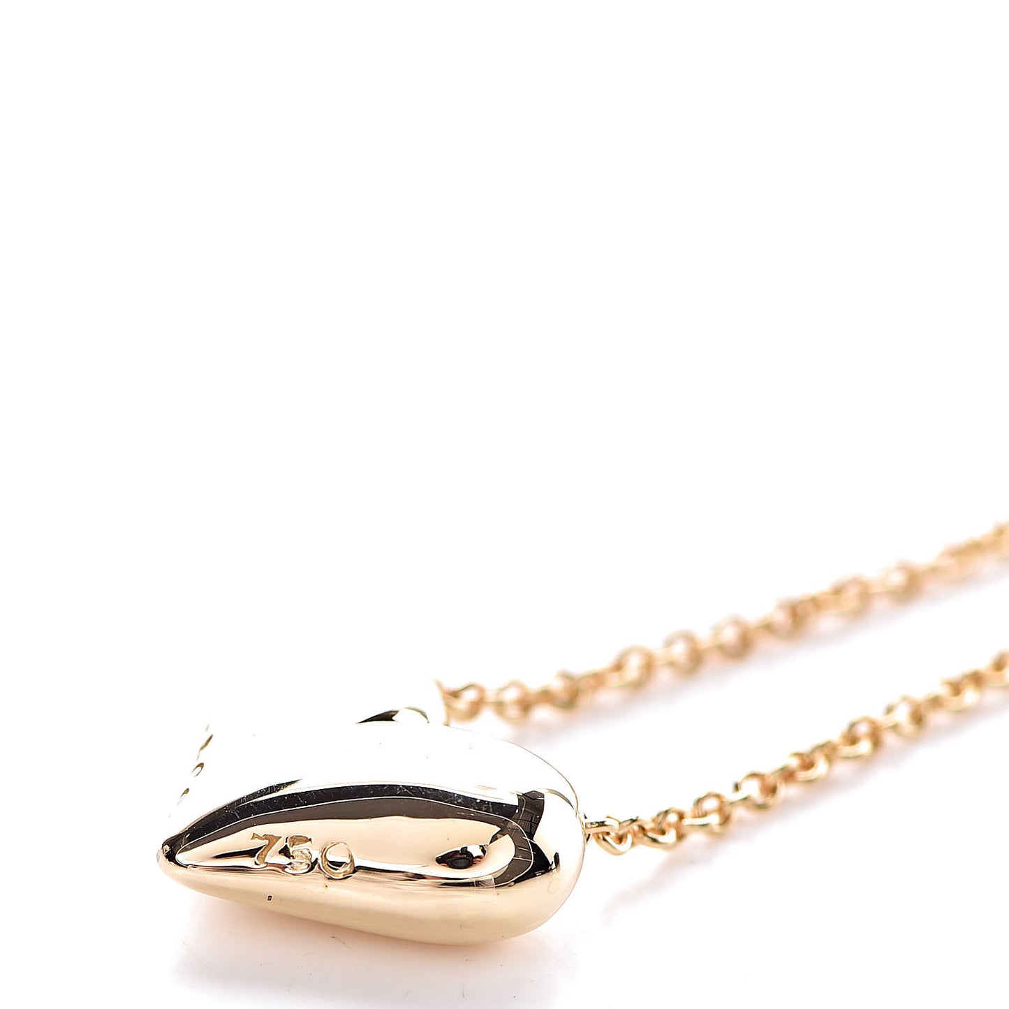 18K Yellow Gold Large Puff Heart Pendant Necklace
