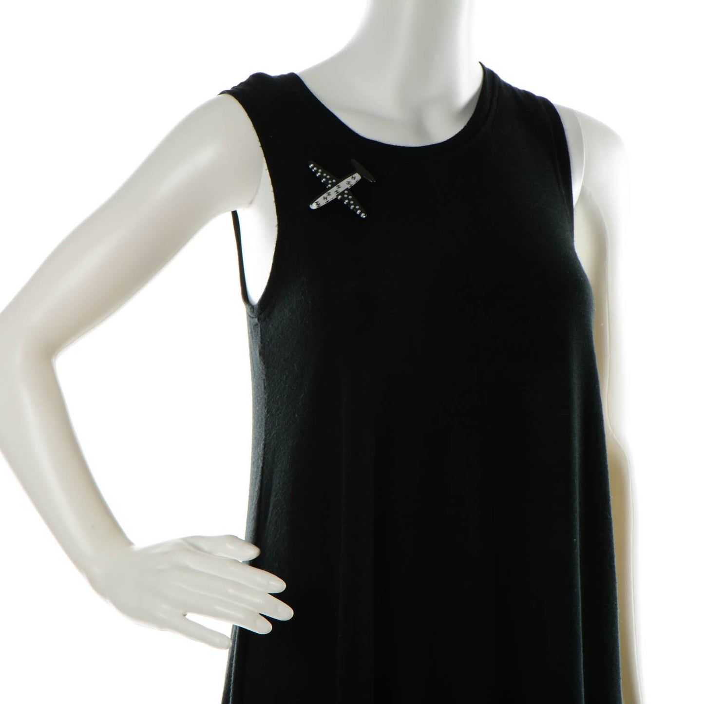 Resin Pearl CC Airplane Brooch Black White