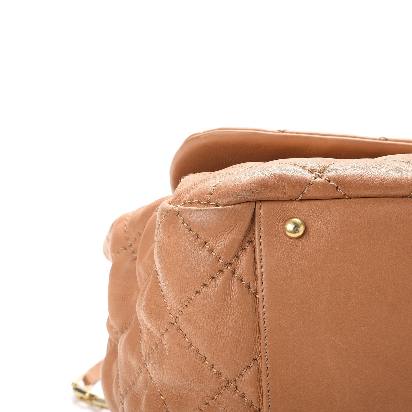 Calfskin Quilted Jumbo Retro Chain Accordion Flap Dark Beige