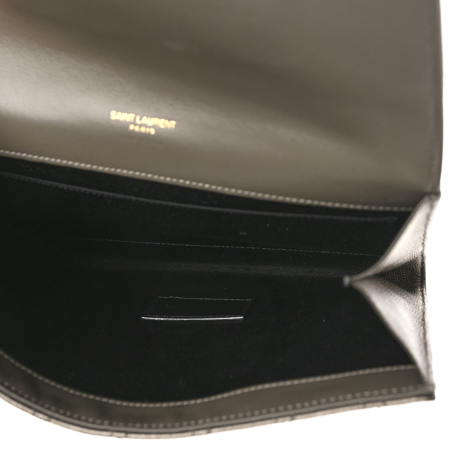 Saint Laurent Grain De Poudre Textured Mixed Matelasse Triquilt Monogram Clutch Piombo 5 of 8