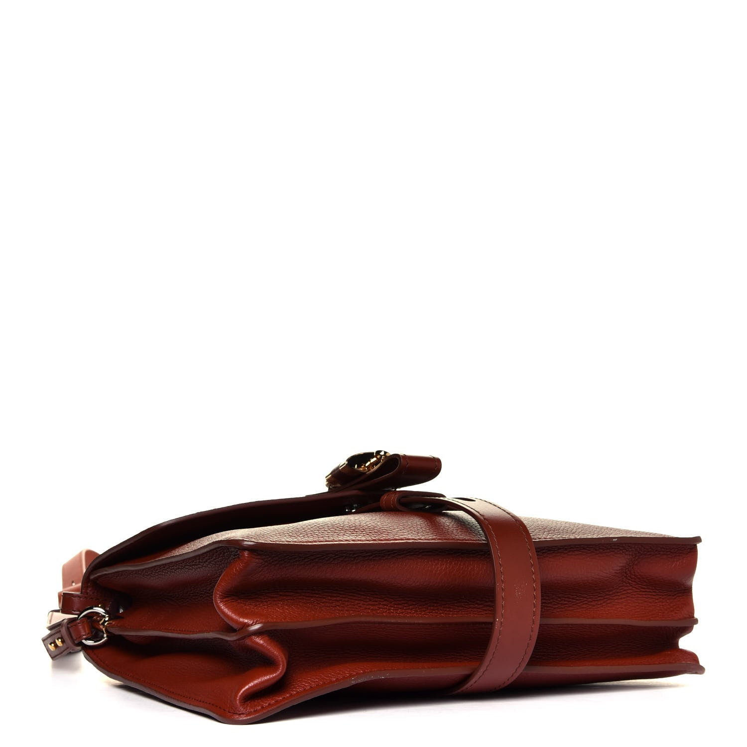 Chloe Grained Deerskin Shiny Calfskin Large Aby Day Shoulder Bag Sepia Brown 3 of 4