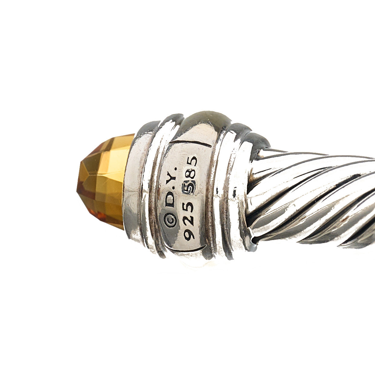Sterling Silver 14K Yellow Gold Citrine 5mm Cable Classics Bracelet