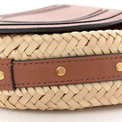 Chloe Raffia Small Grain Calfskin Small Marcie Basket Crossbody Tan 11 of 12