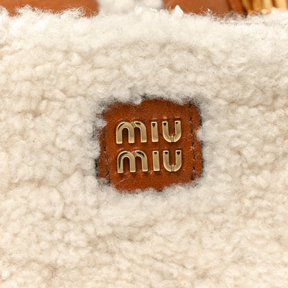 Miu Miu Shearling Calfskin Arcadie Top Handle Bag Cognac 7 of 10