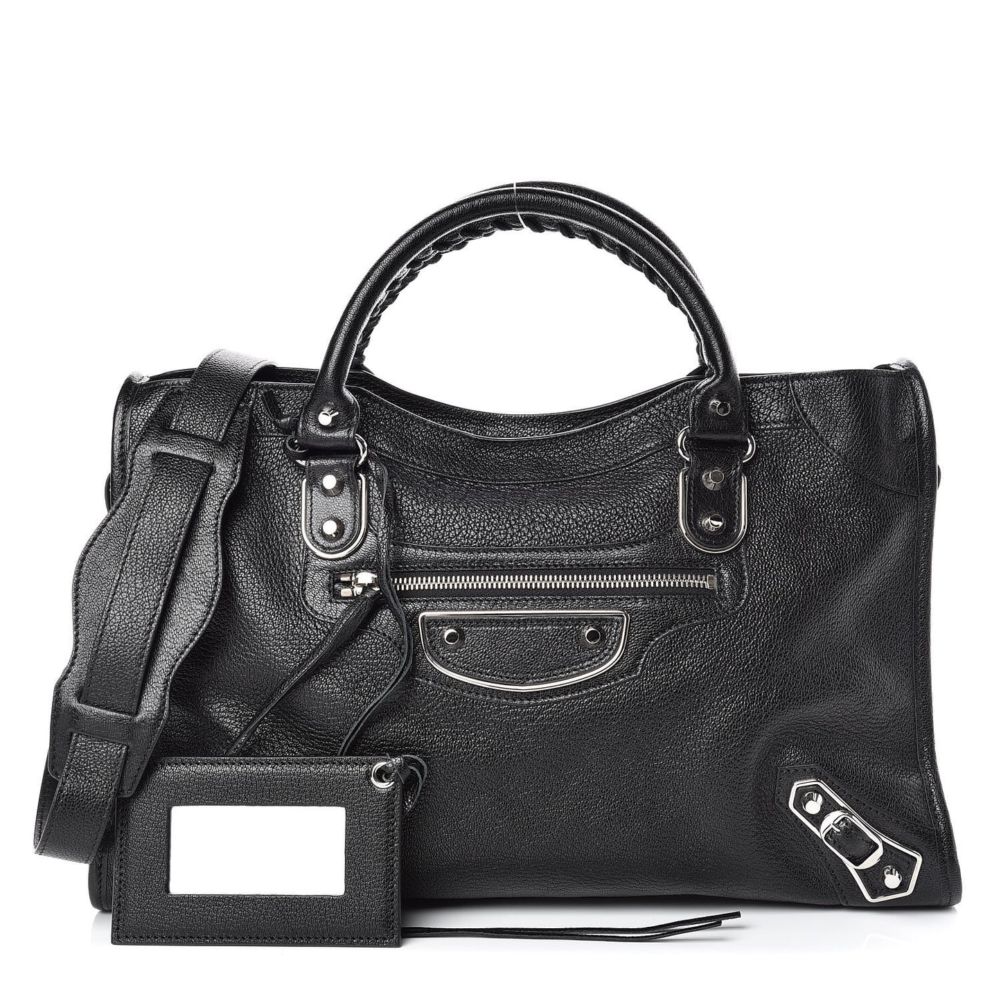 Chevre Silver Metallic Edge Hardware City Black
