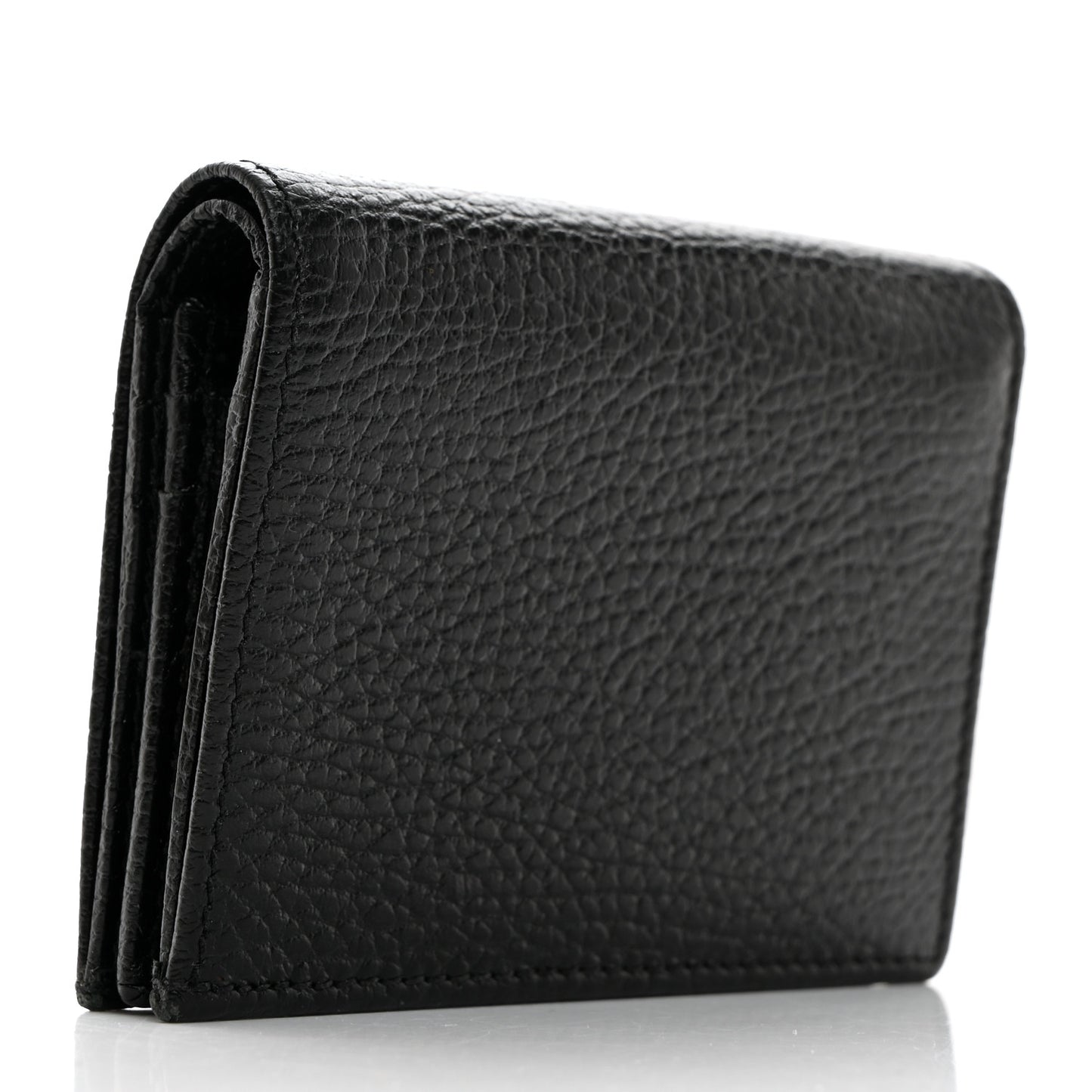 Dollar Calfskin Enamel Monochrome GG Marmont Card Case Black