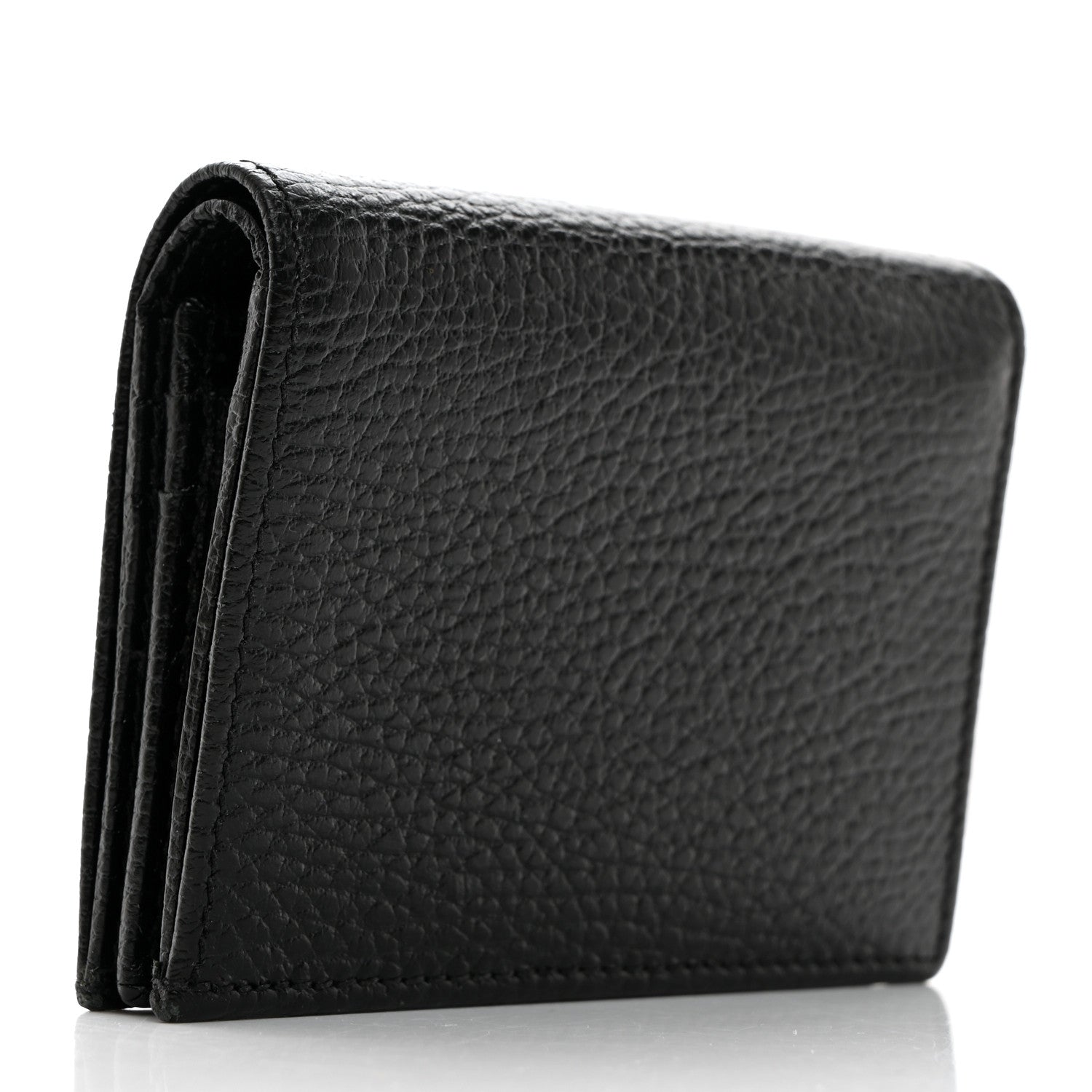 Gucci Dollar Calfskin Enamel Monochrome GG Marmont Card Case Black 3 of 8