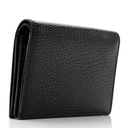 Gucci Dollar Calfskin Enamel Monochrome GG Marmont Card Case Black 3 of 8