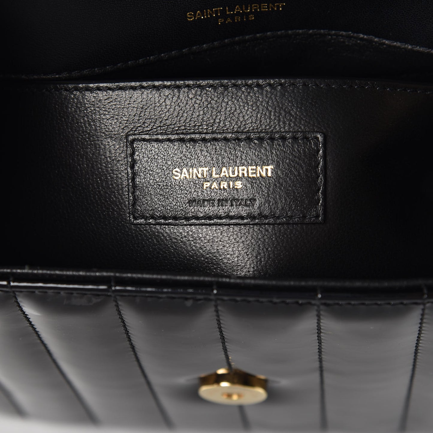 Patent Calfskin Matelasse Monogram Medium Vicky Chain Bag Black