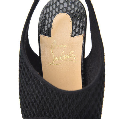 Christian Louboutin Calfskin Mesh Snakeskin Embossed Georgette 85 Sandals 37 Black 6 of 11