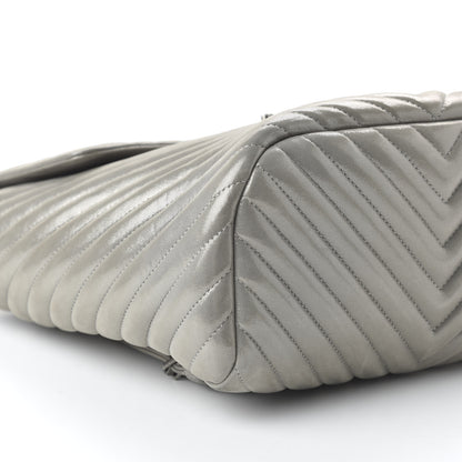 Chanel Metallic Iridescent Calfskin Chevron Quilted Small Urban Spirit Backpack Silver 5 of 9