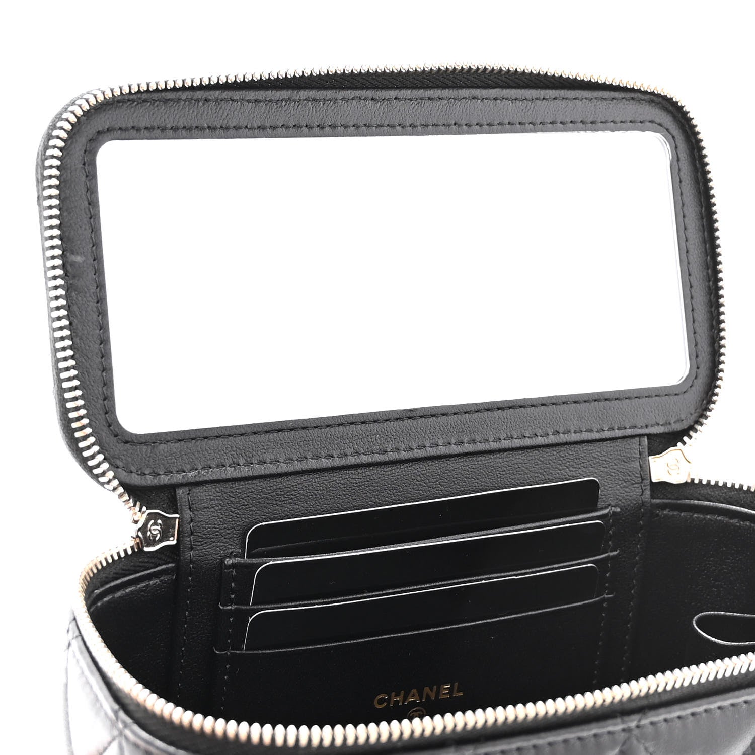 Chanel Lambskin Quilted Small Top Handle Vanity Case With Chain Black 11 of 12