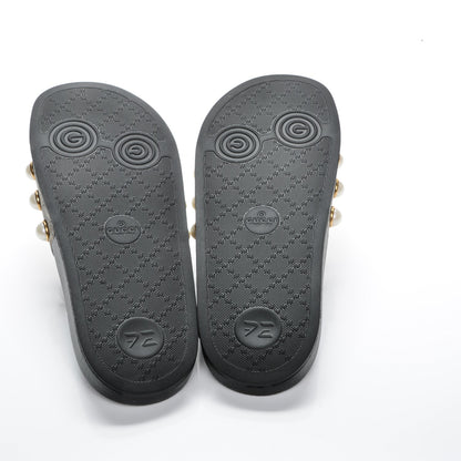 Gucci GG Supreme Monogram Pearls Slide Sandals 37 Beige 5 of 7