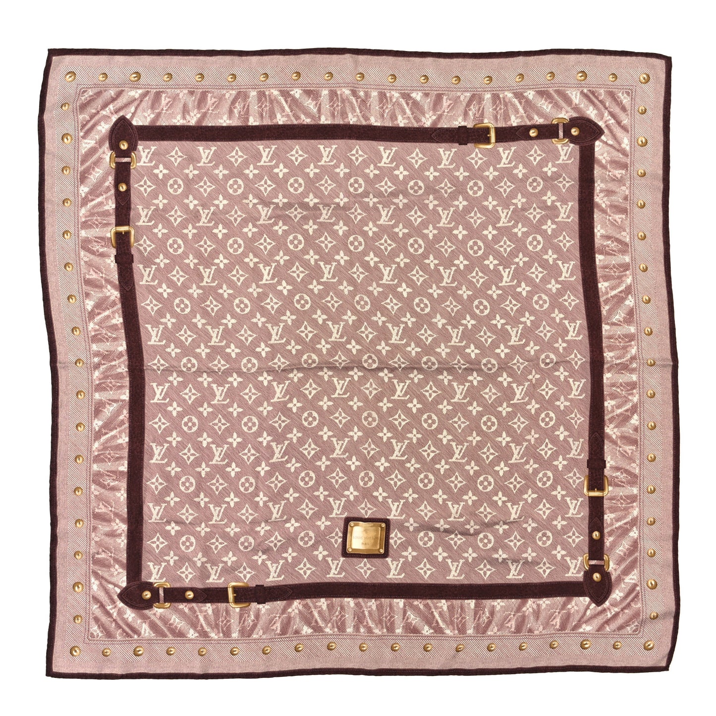 Silk Monogram New Denim Bandana Scarf Rose Pale