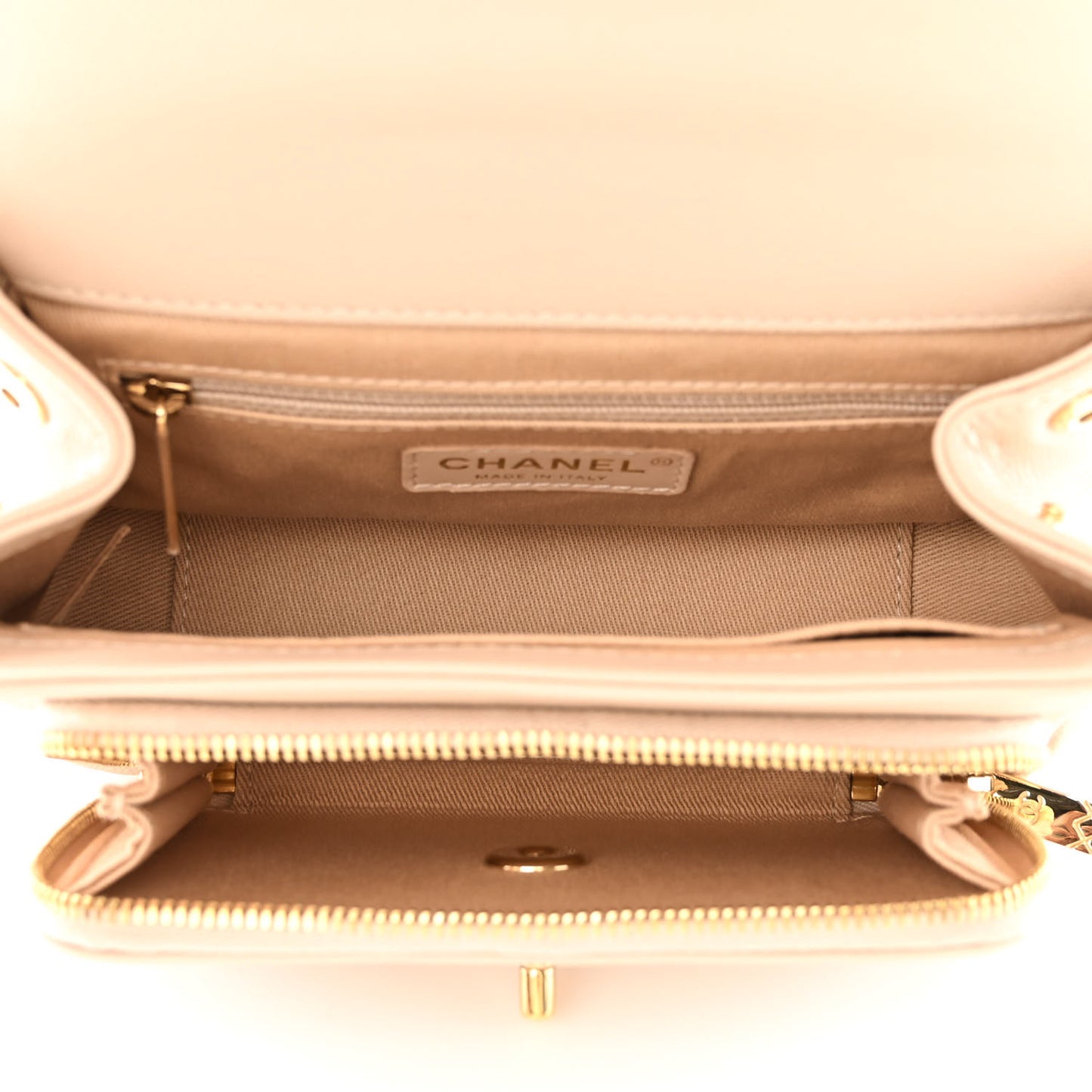 Caviar Quilted Small Business Affinity Flap Beige