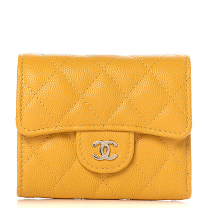 Chanel Caviar Quilted Compact Flap Wallet Yellow 1 of 8