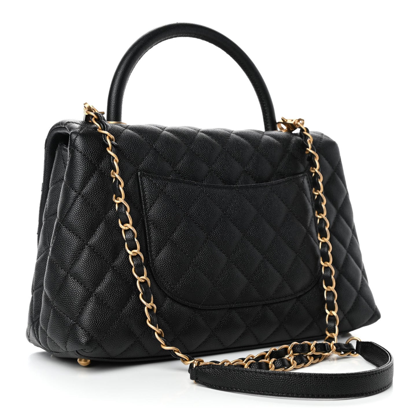 Caviar Quilted Small Coco Handle Flap Black