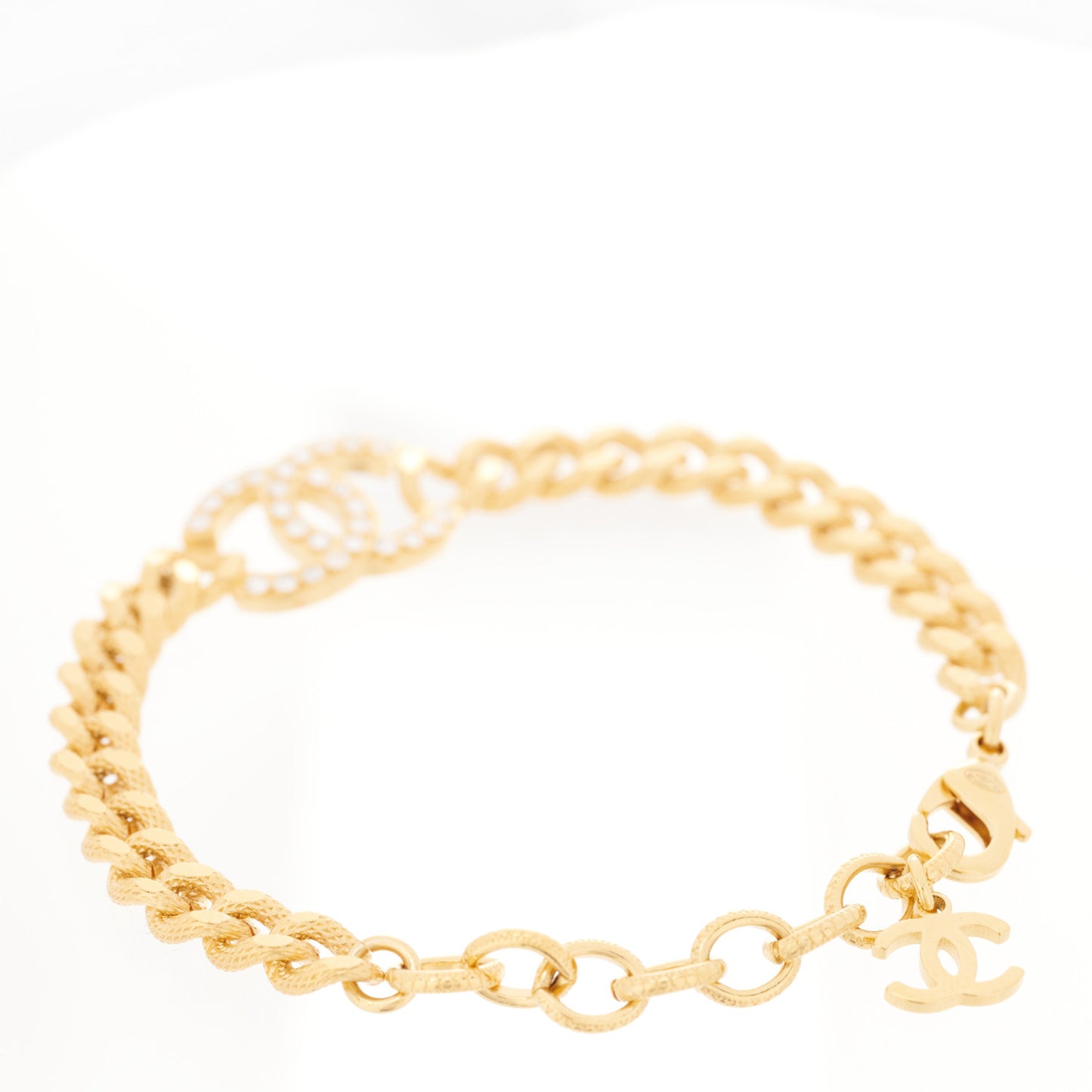 Crystal CC Chain Link Bracelet Gold