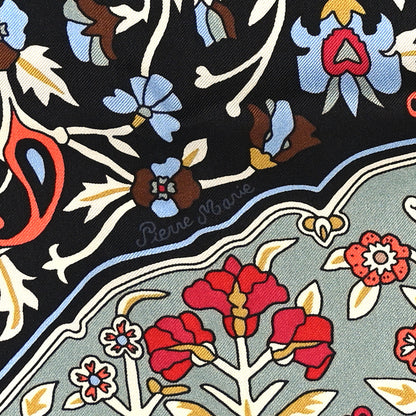 Hermes Silk Twill Tapis Persans Giant Plume Scarf 140 Vert D Eau Black Brique 5 of 5