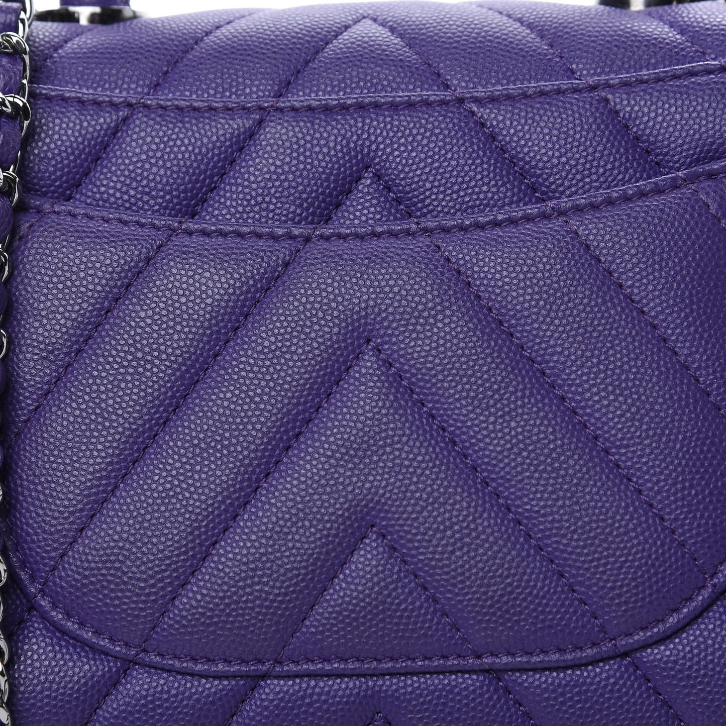 Caviar Chevron Quilted Mini Coco Handle Flap Purple