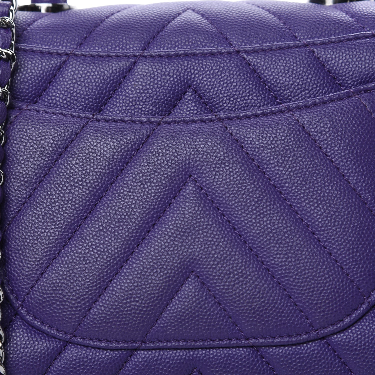 Chanel Caviar Chevron Quilted Mini Coco Handle Flap Purple 8 of 11