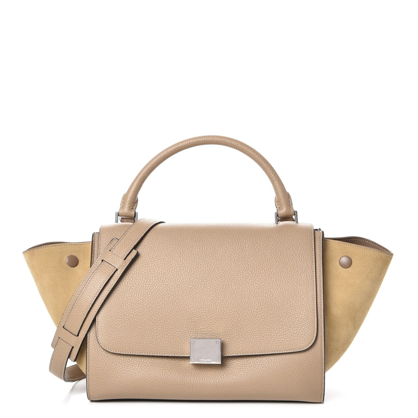 Drummed Calfskin Suede Small Trapeze Dune