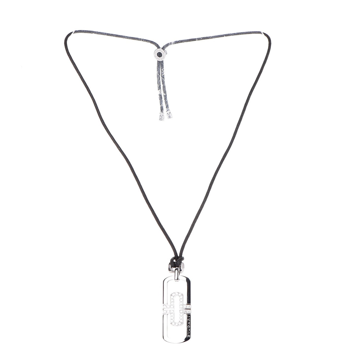 Stainless Steel Diamond Parentesi Pendant Necklace