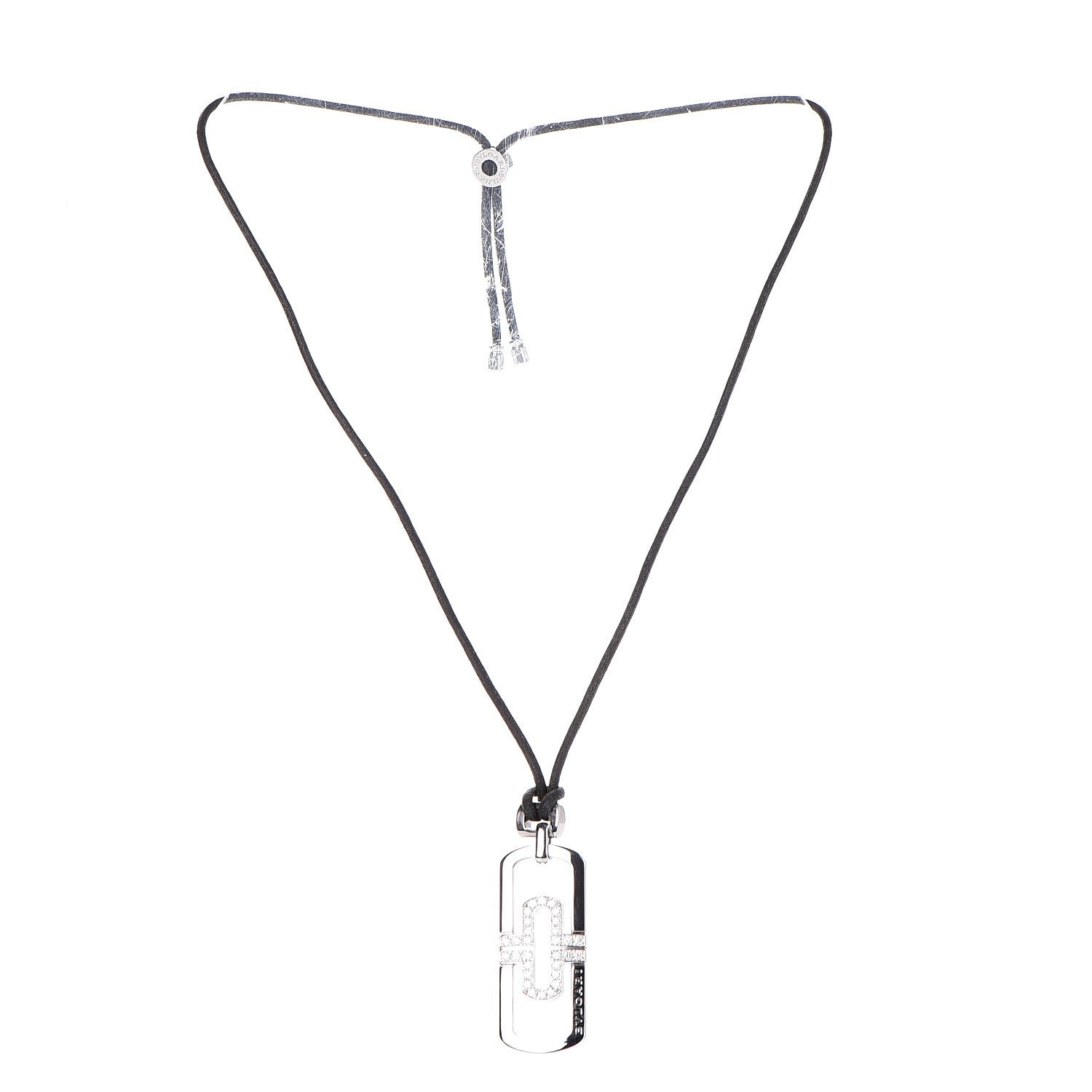Bulgari Stainless Steel Diamond Parentesi Pendant Necklace 3 of 6