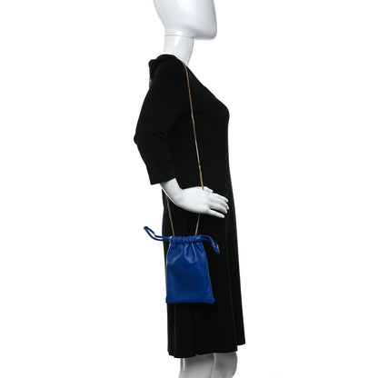 Saint Laurent Lambskin Paris Drawstring Pouch Bleu Majorelle 2 of 9