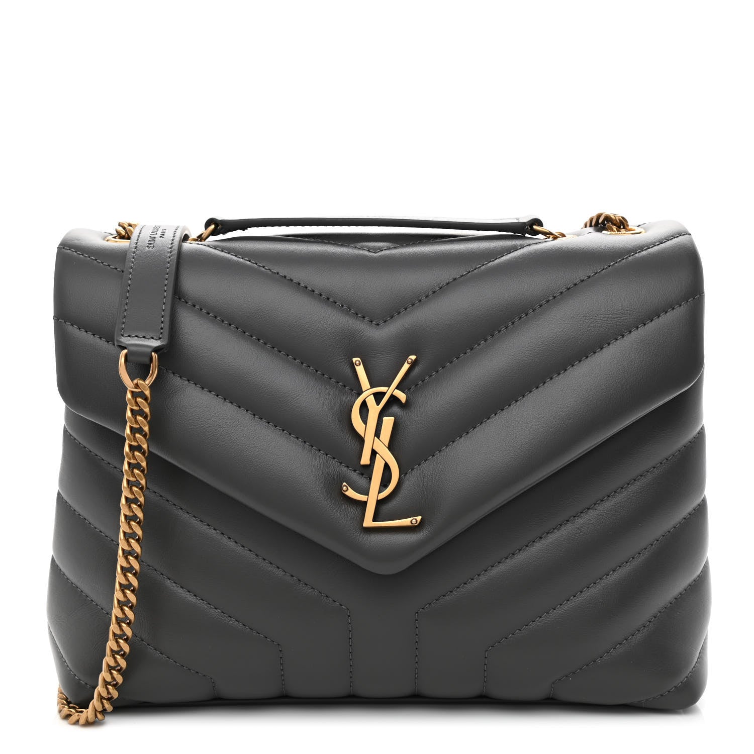 Saint Laurent Calfskin Y Quilted Monogram Small Loulou Chain Satchel Storm 1 of 10