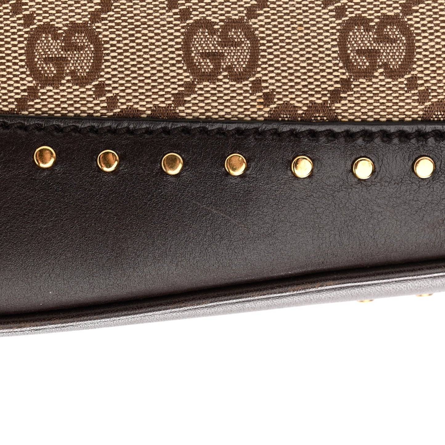 Monogram Studded Horsebit Clutch Dark Brown