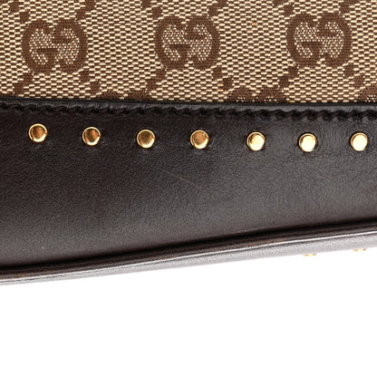 Gucci Monogram Studded Horsebit Clutch Dark Brown 11 of 15