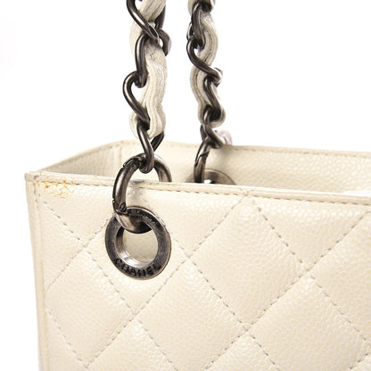 Chanel Caviar Quilted Petit Shopping Tote PST White 14 of 20