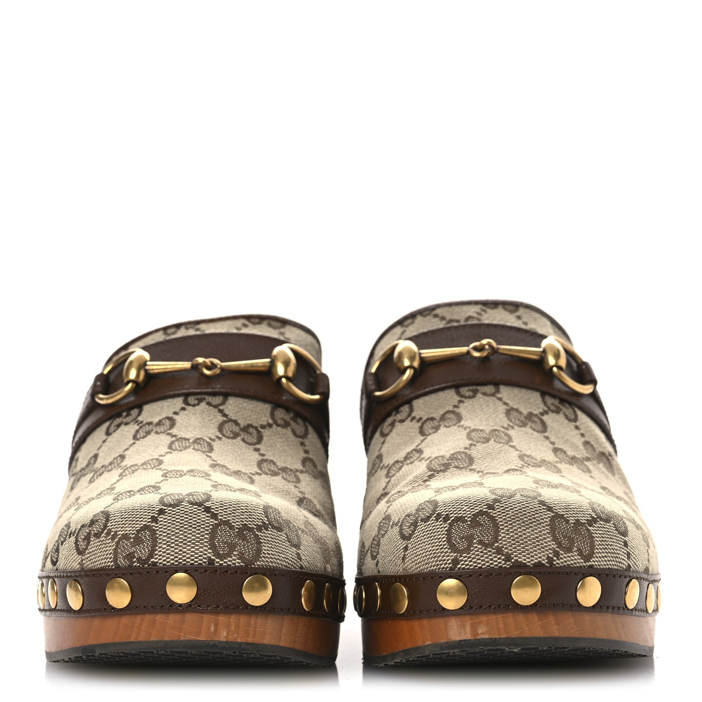 Monogram Goatskin Horsebit Clog Mules 40 Beige Ebony Brown Sugar