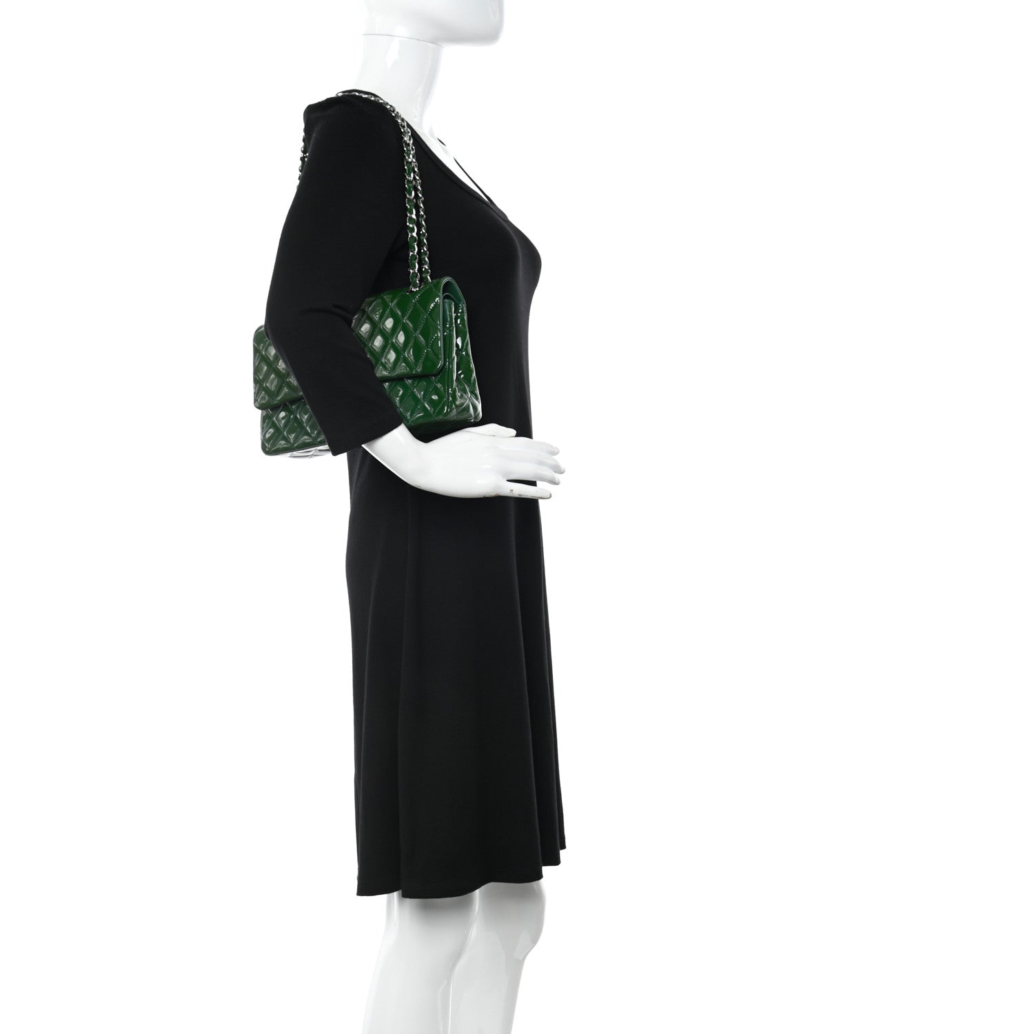 Chanel Patent Calfskin Quilted Medium Double Flap Green 3 of 19