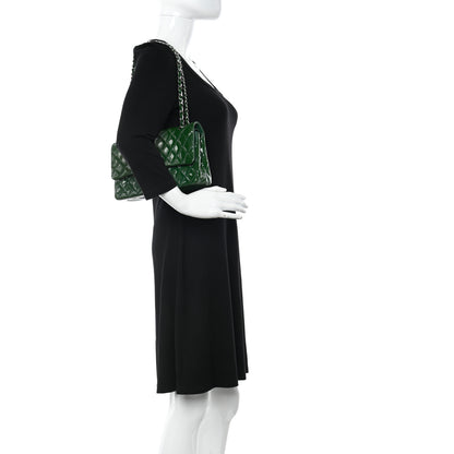 Chanel Patent Calfskin Quilted Medium Double Flap Green 3 of 19