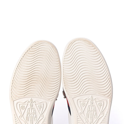 Gucci Calfskin Ayers Web Angry Cat Embroidered Mens Ace Sneakers 6.5 White 10 of 12