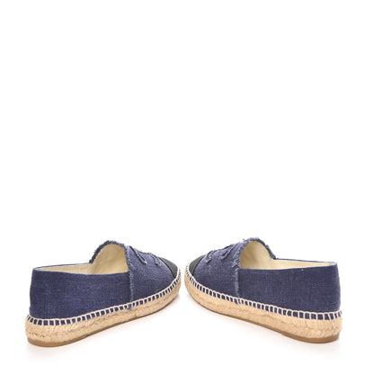 Chanel Denim Toile CC Espadrilles 36 Navy Black 4 of 9