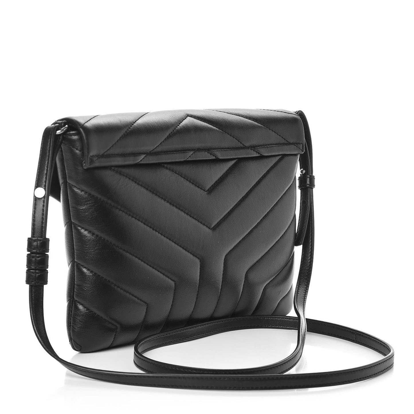 Calfskin Y Quilted Monogram Loulou Flap Bag Black