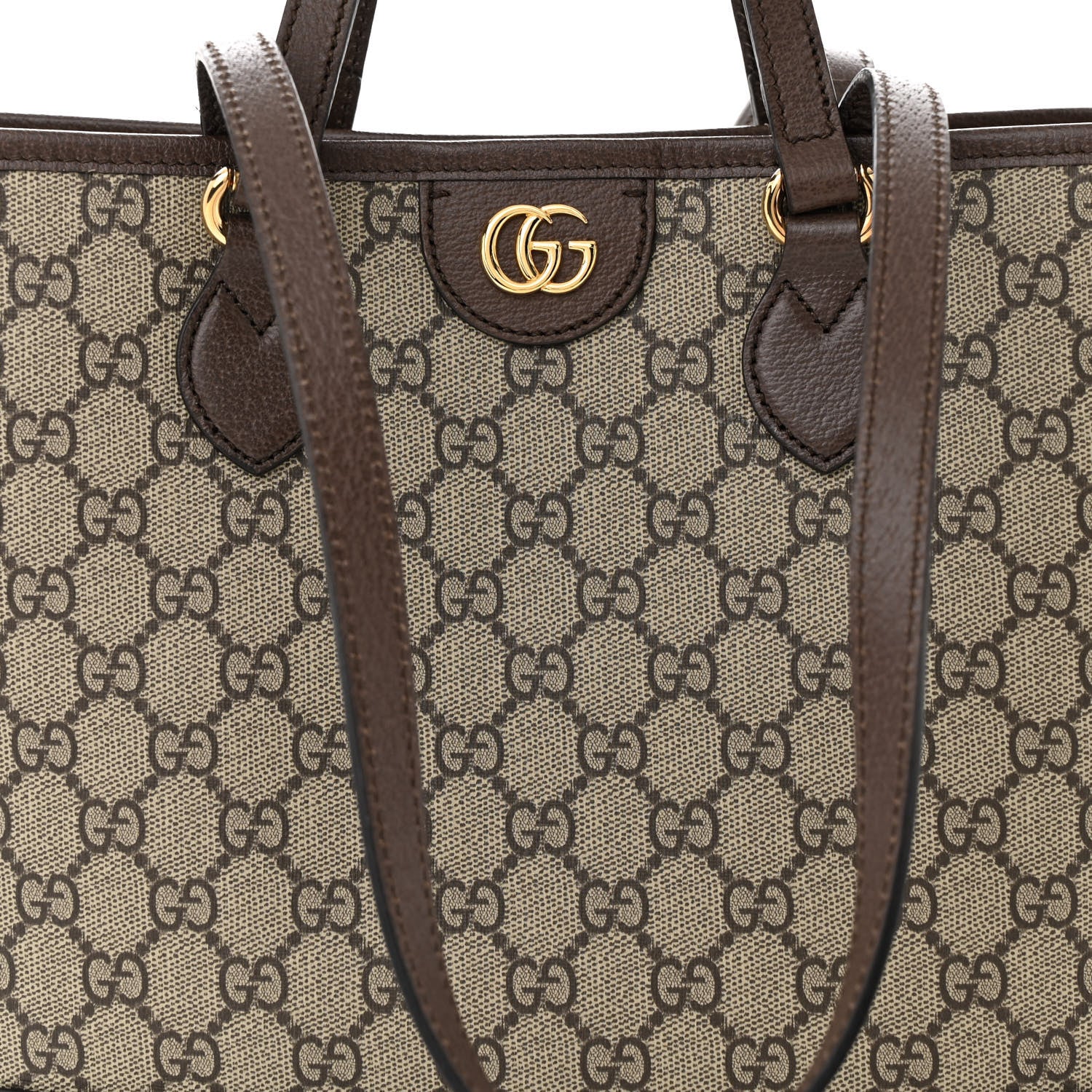 Gucci GG Supreme Monogram Textured Calfskin Small Ophidia Shoulder Tote Bag Beige Ebony New Acero 8 of 10
