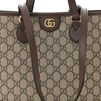 Gucci GG Supreme Monogram Textured Calfskin Small Ophidia Shoulder Tote Bag Beige Ebony New Acero 8 of 10