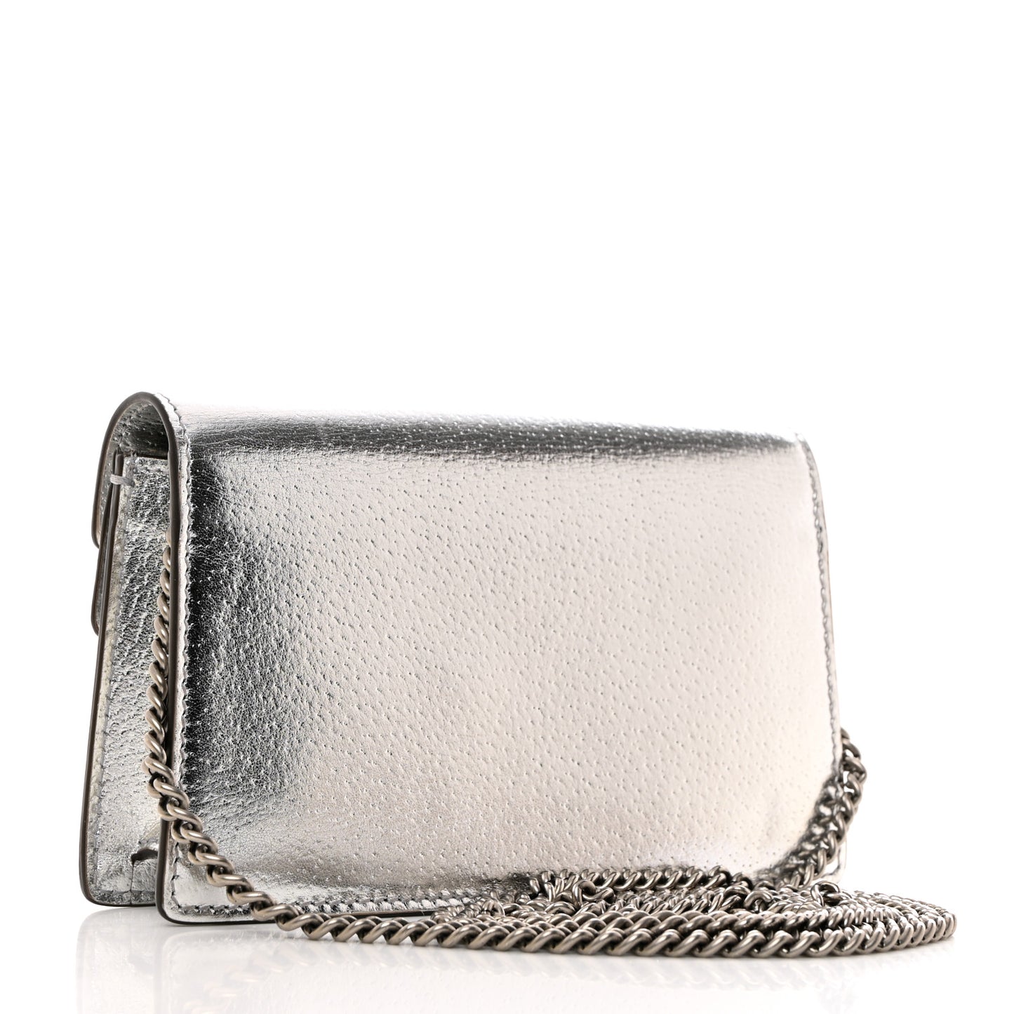 Metallic Calfskin Super Mini Dionysus Shoulder Bag Silver