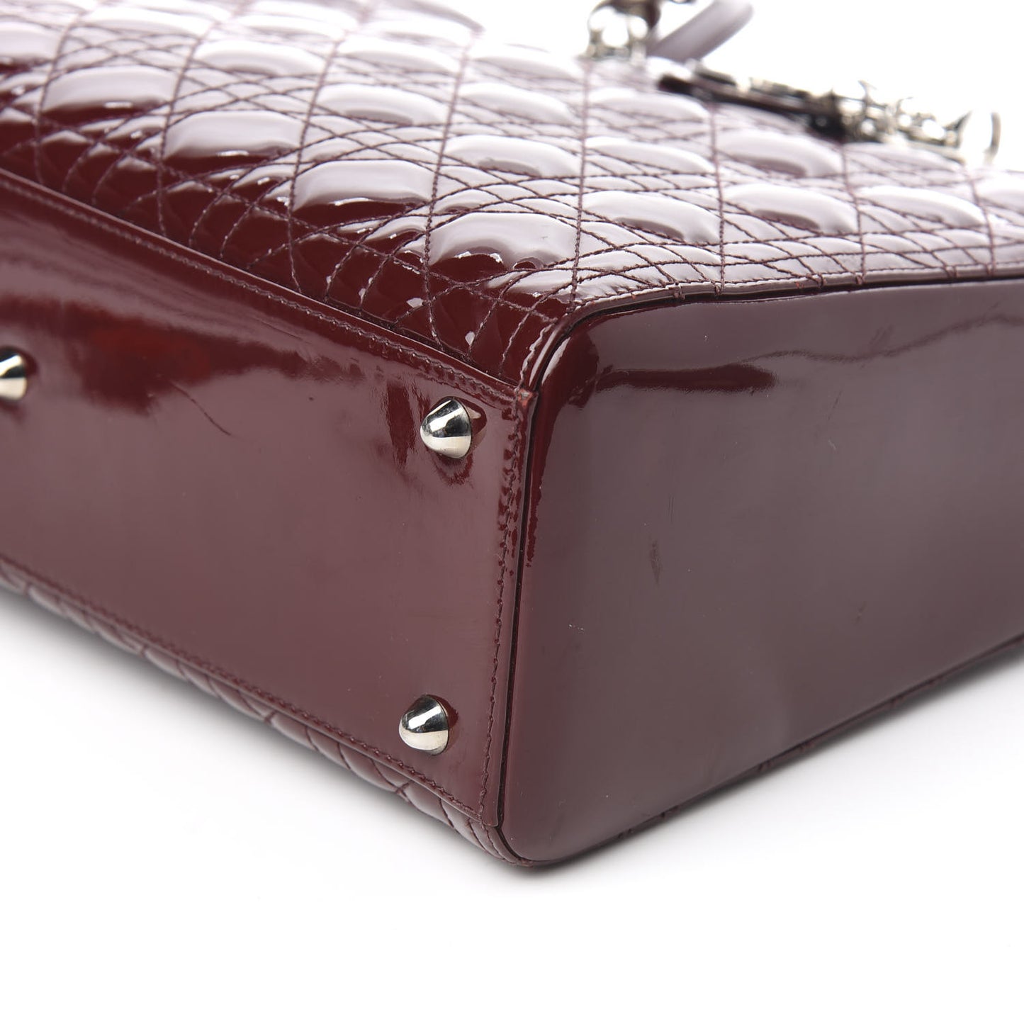 Patent Cannage Large Lady Dior Burgundy