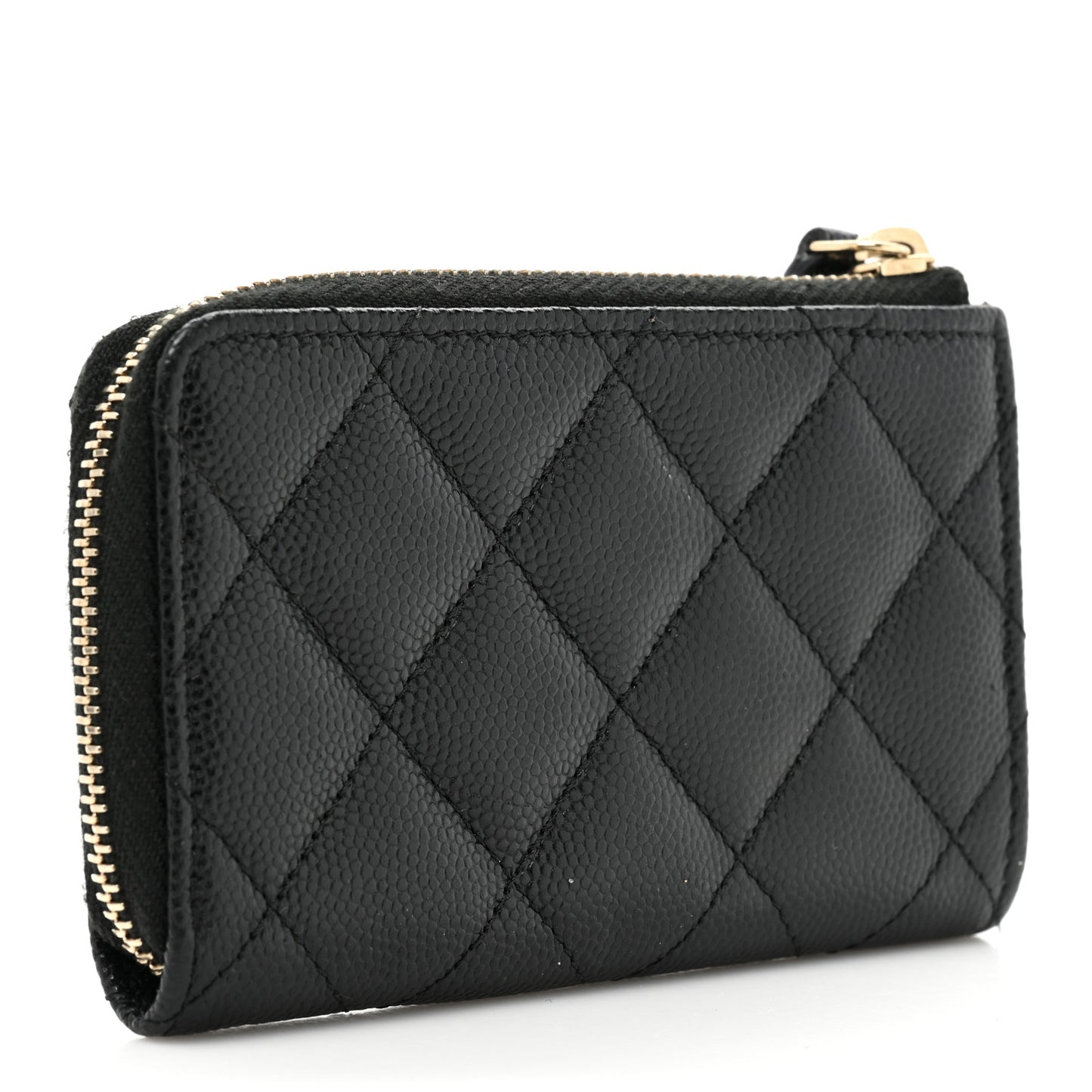 Caviar Quilted Zipped Key Holder Case Black